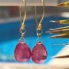 Garnet Earrings • 24K Gold Plated • Dainty Minimalist Jewelry