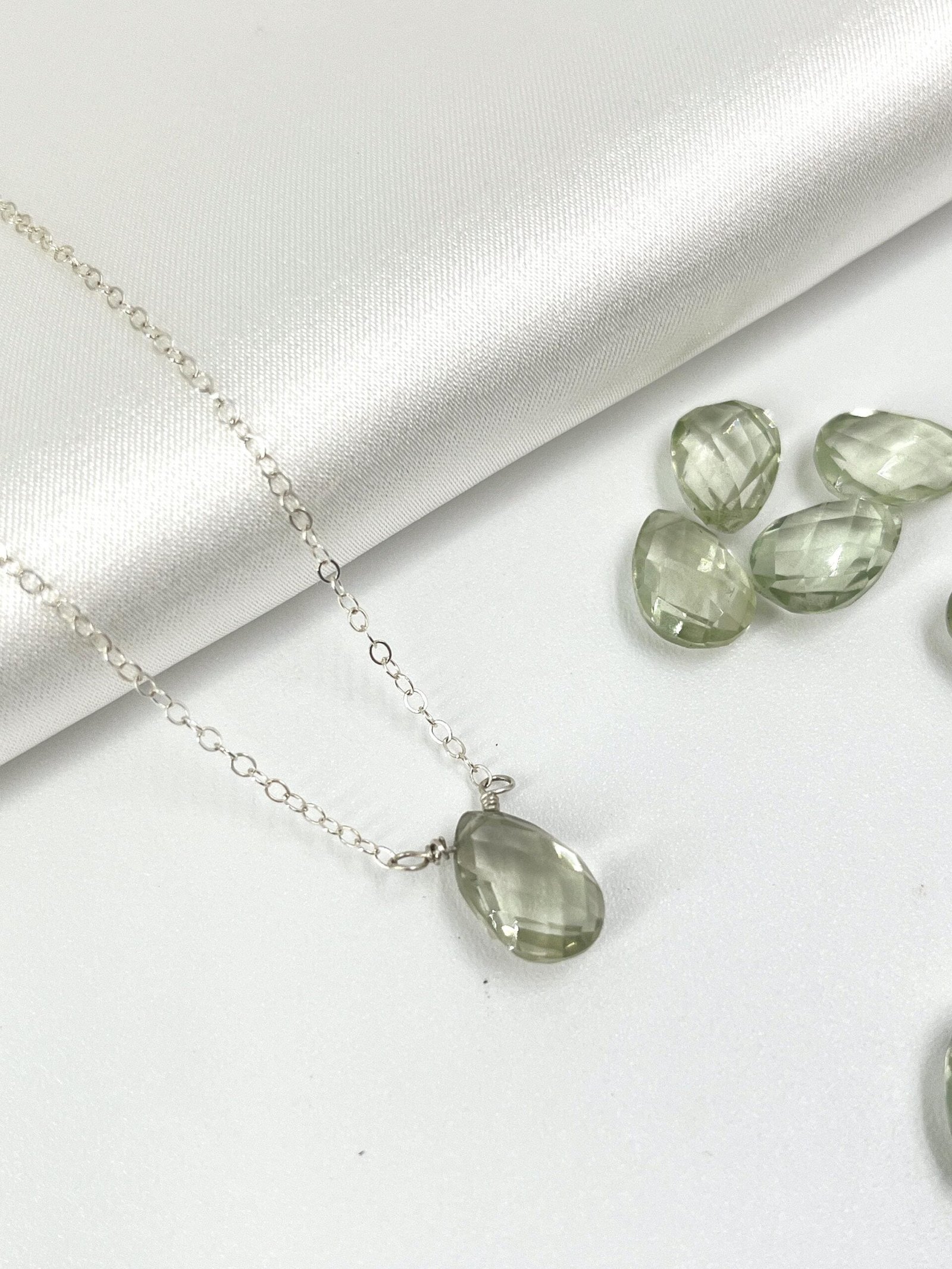 Green Amethyst Necklace • Sterling Silver or Gold Filled • Dainty Minimalist Jewelry - Image 2