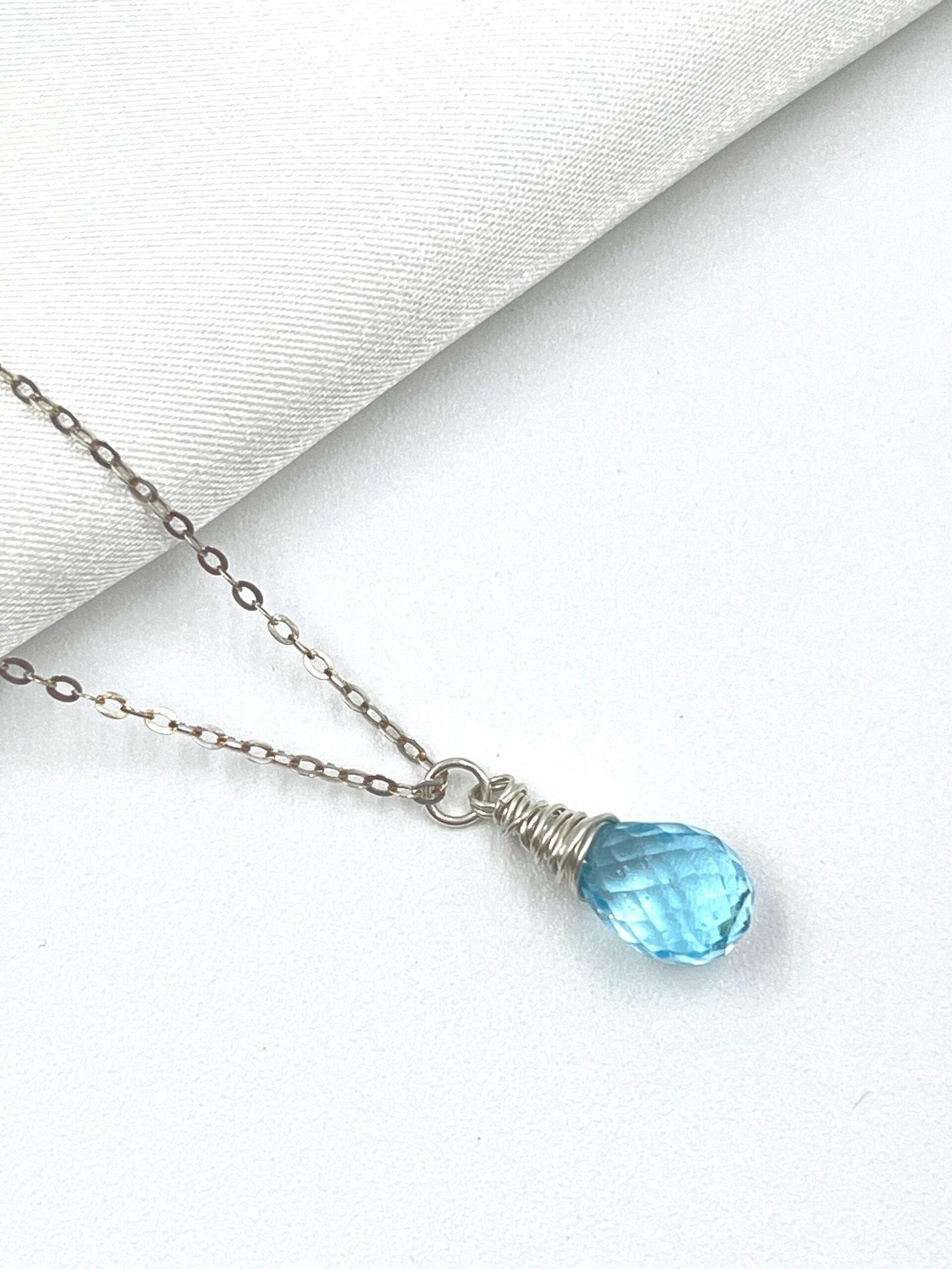 Blue Topaz Necklace • Gold Filled or Sterling Silver • Dainty Minimalist Jewelry - Image 5
