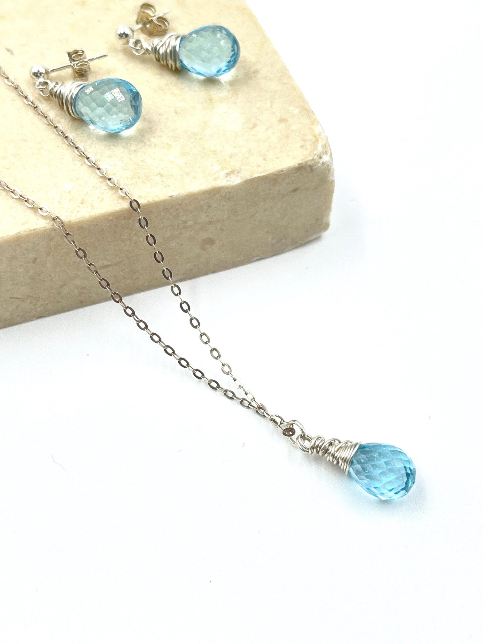 Blue Topaz Necklace • Gold Filled or Sterling Silver • Dainty Minimalist Jewelry - Image 8