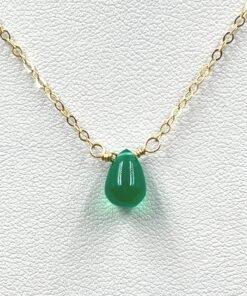 Alternative view of Green Onyx Teardrop Necklace • Gold Filled or Sterling Silver Gemstone Jewelry