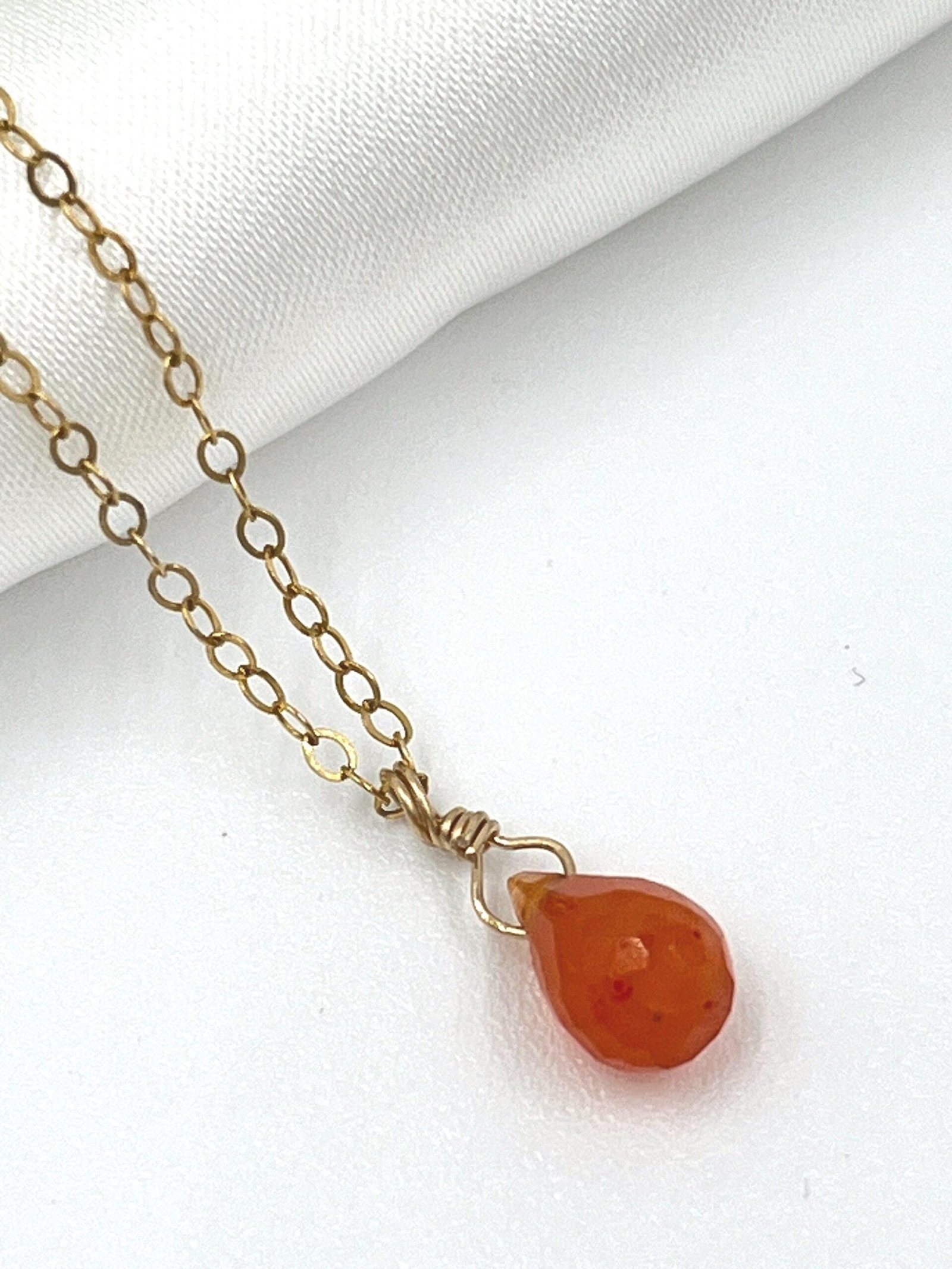 Carnelian Necklace • Gold Filled or Sterling Silver • Dainty Minimalist Jewelry - Image 2