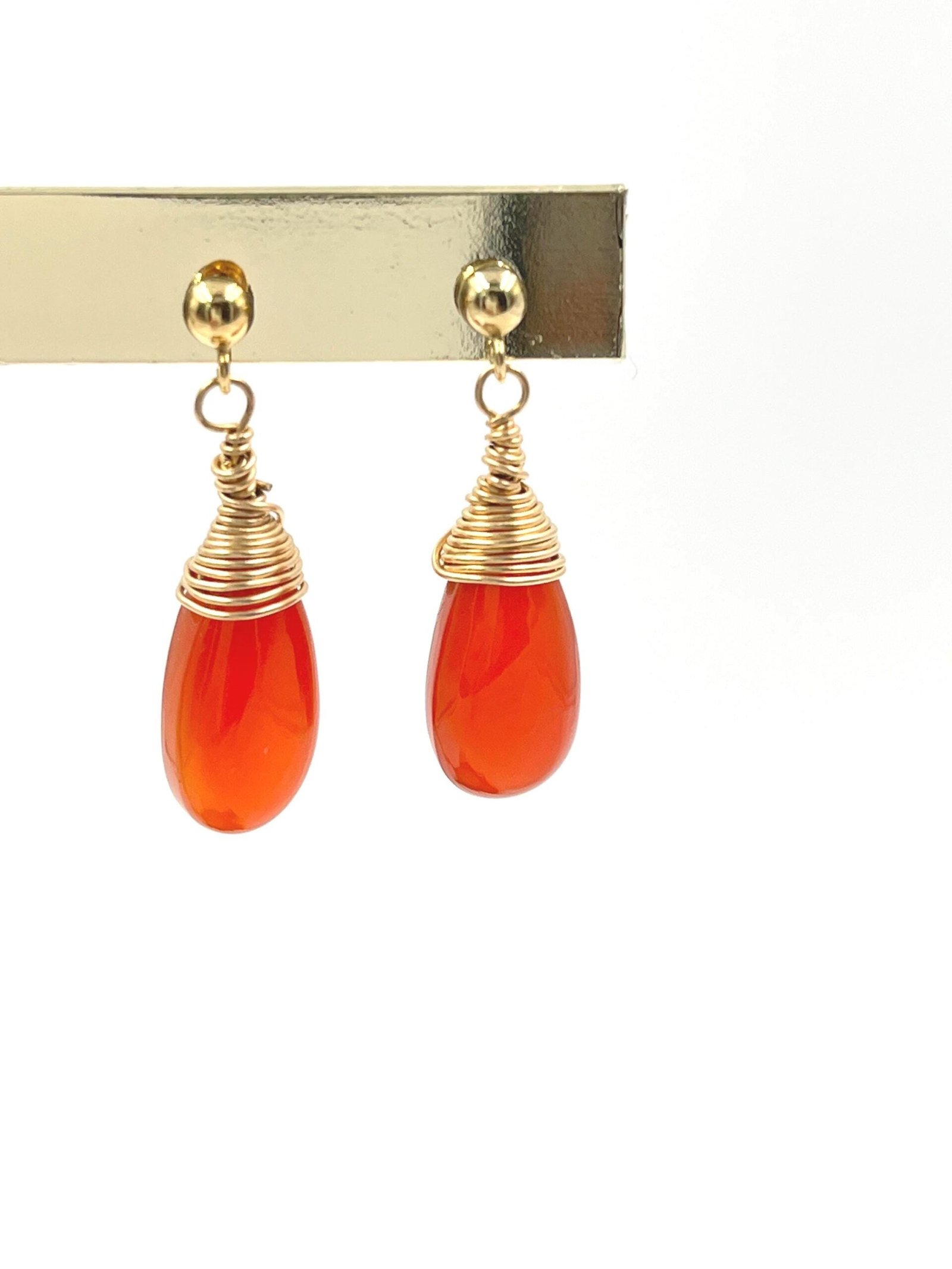 Carnelian Earrings • Gold Filled or Sterling Silver • Dainty Minimalist Jewelry - Image 2
