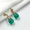 Green Onyx Earrings • Gold Filled or Sterling Silver • Dainty Minimalist Jewelry