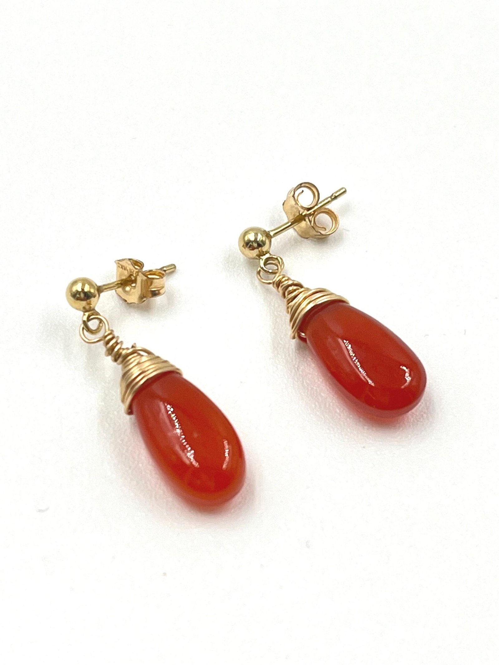 Carnelian Earrings • Gold Filled or Sterling Silver • Dainty Minimalist Jewelry - Image 4