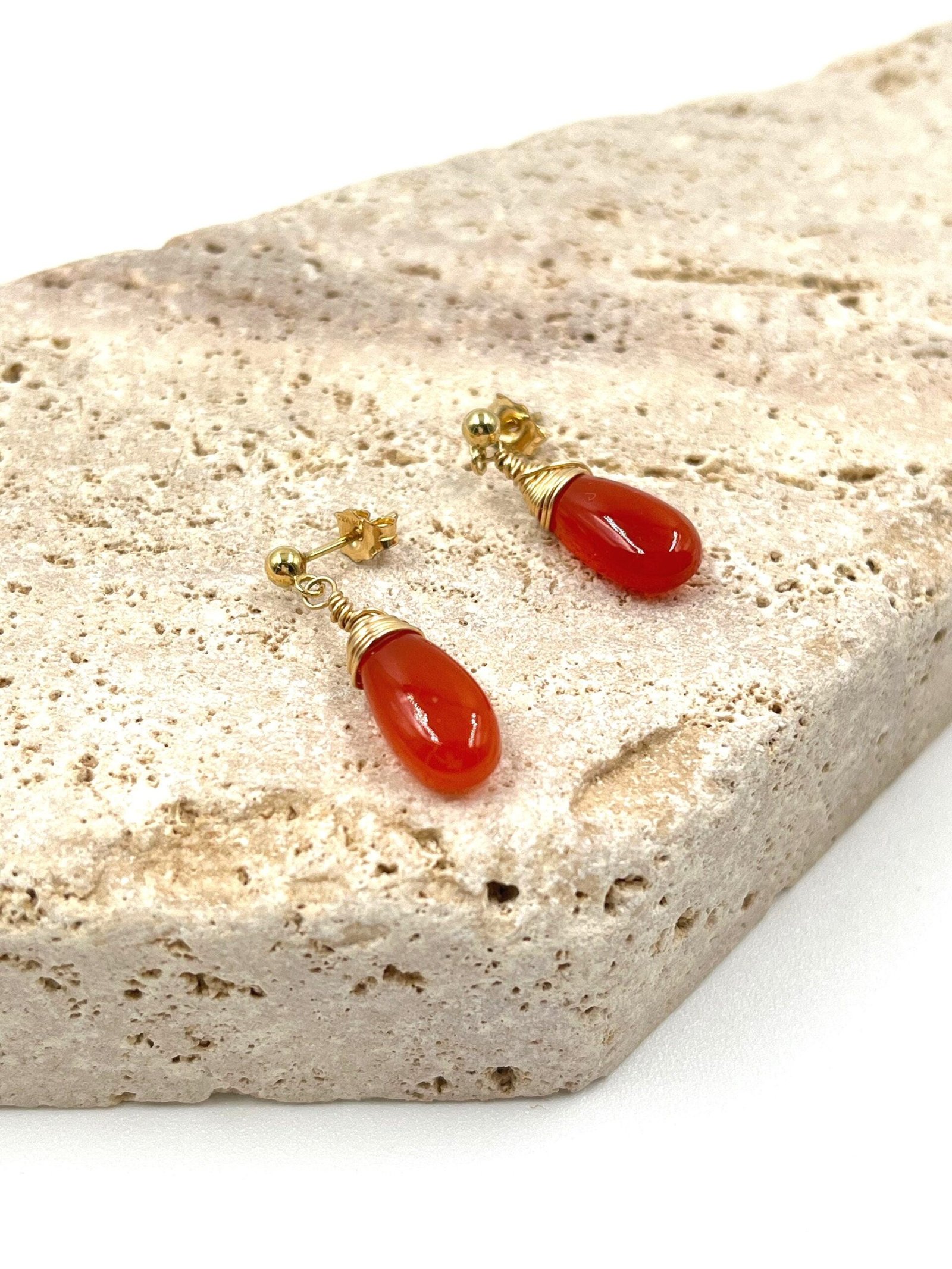 Carnelian Earrings • Gold Filled or Sterling Silver • Dainty Minimalist Jewelry - Image 5