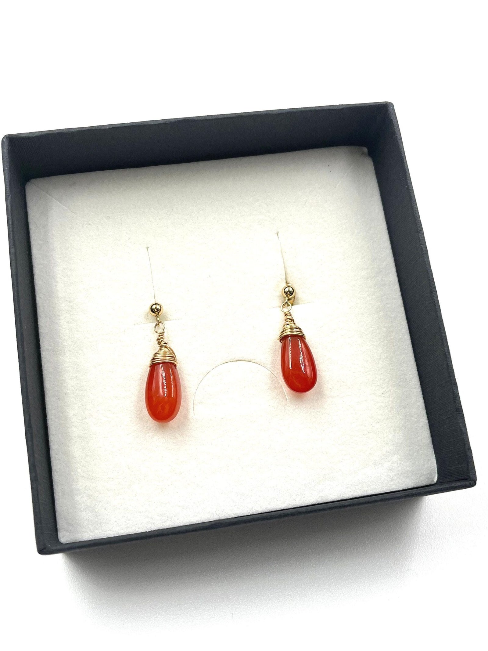 Carnelian Earrings • Gold Filled or Sterling Silver • Dainty Minimalist Jewelry - Image 6