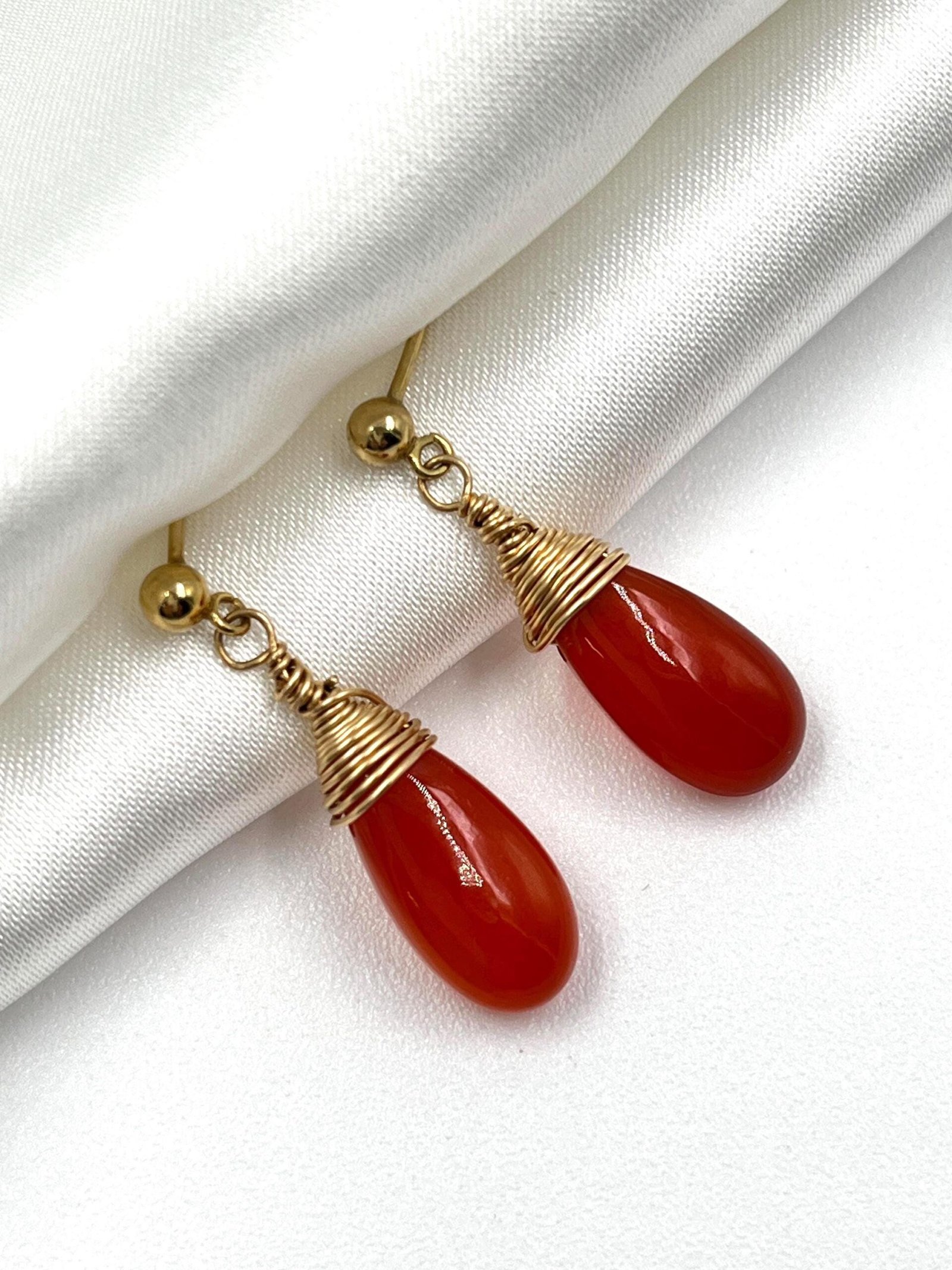 Carnelian Earrings • Gold Filled or Sterling Silver • Dainty Minimalist Jewelry - Image 7