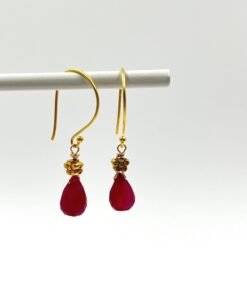 Alternative view of Ruby Earrings • 24K Gold Filled • Dainty Minimalist Jewelry
