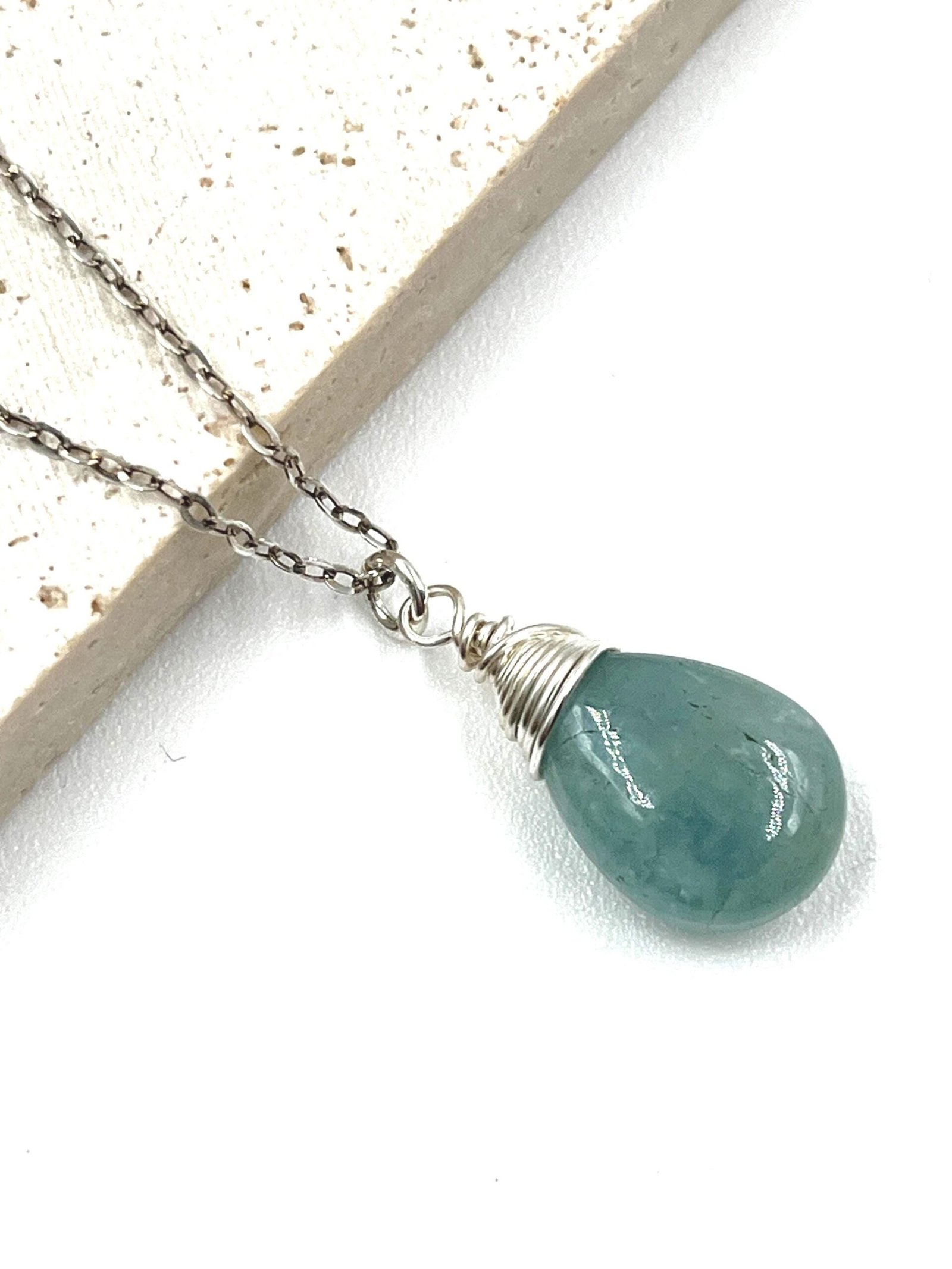 Aquamarine Necklace • Sterling Silver or Gold Filled • Dainty Minimalist Jewelry - Image 7