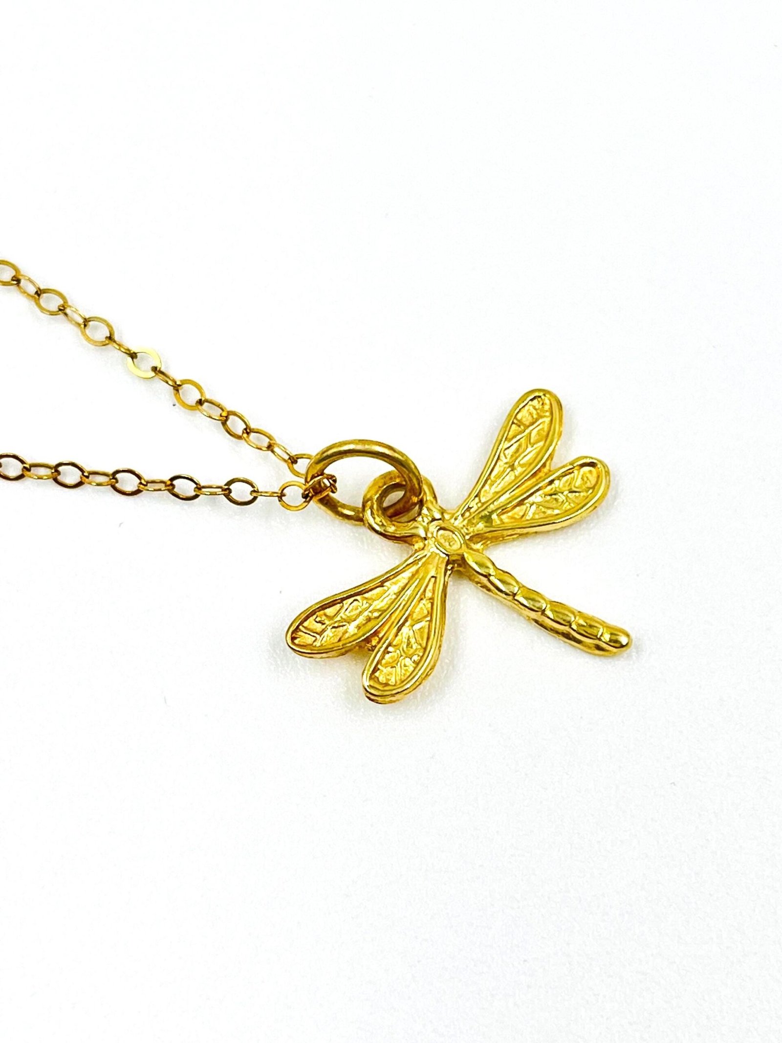 Gold Dragonfly Pendant Necklace Sterling Silver 18K Gold Plated Minimalist Jewelry - Image 5