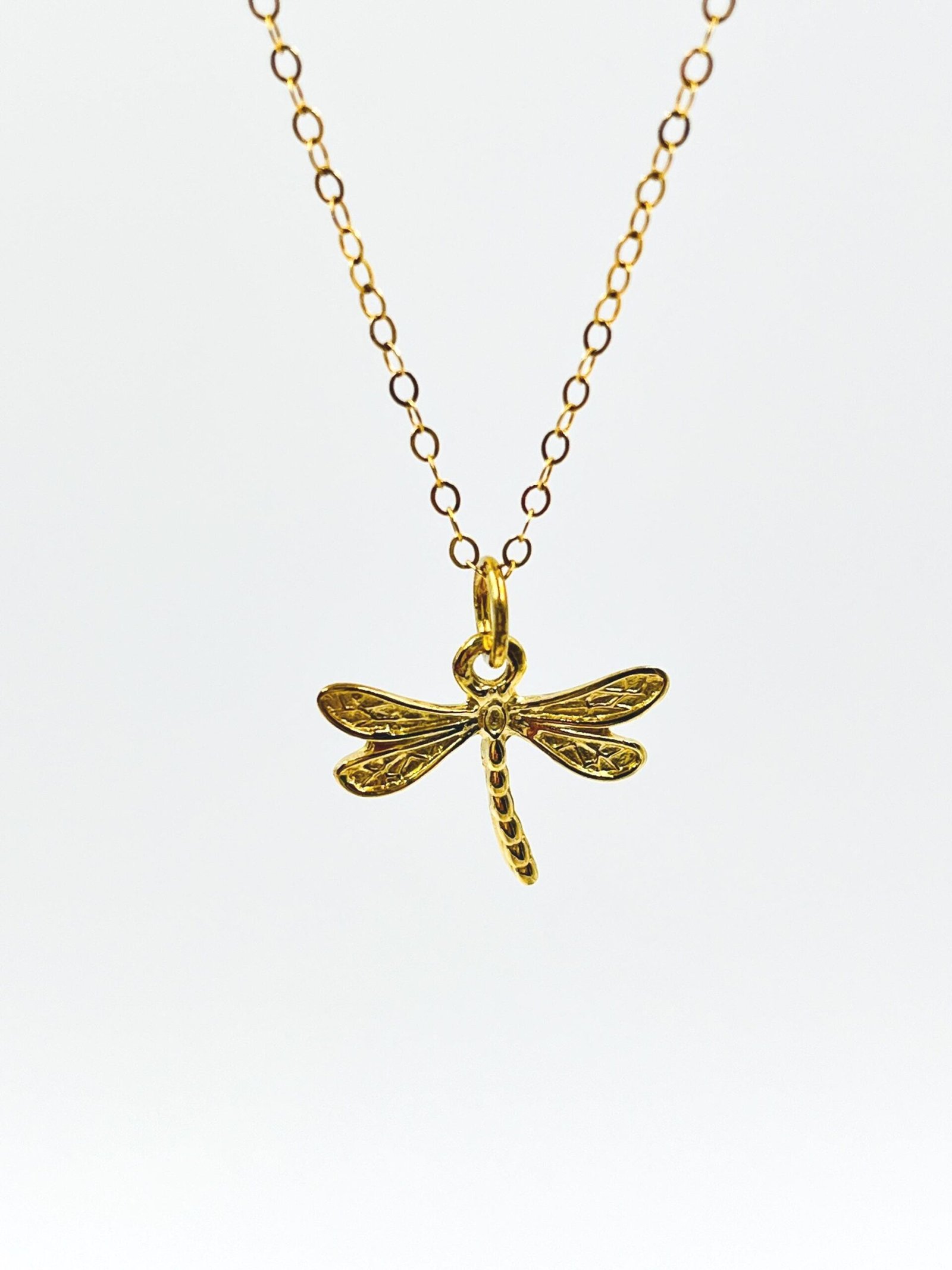 Gold Dragonfly Pendant Necklace Sterling Silver 18K Gold Plated Minimalist Jewelry - Image 3