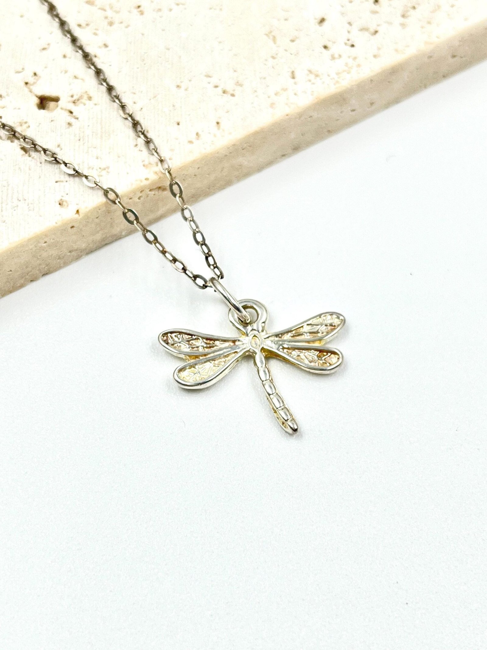 Sterling Silver Dragonfly Pendant Necklace - Minimalistic Jewelry for Women, High-Quality Silver Chain - Image 2