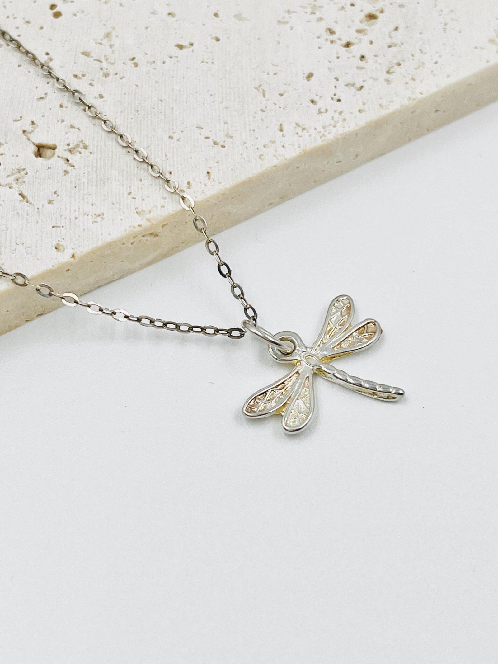 Sterling Silver Dragonfly Pendant Necklace - Minimalistic Jewelry for Women, High-Quality Silver Chain - Image 3