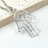 Sterling Silver Hamsa Necklace 925 Silver Protection Amulet Minimalist Jewelry