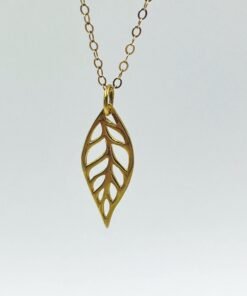 Alternative view of Gold Leaf Pendant Necklace 14K Gold Filled Minimalist Nature Jewelry