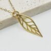 Gold Leaf Pendant Necklace 14K Gold Filled Minimalist Nature Jewelry