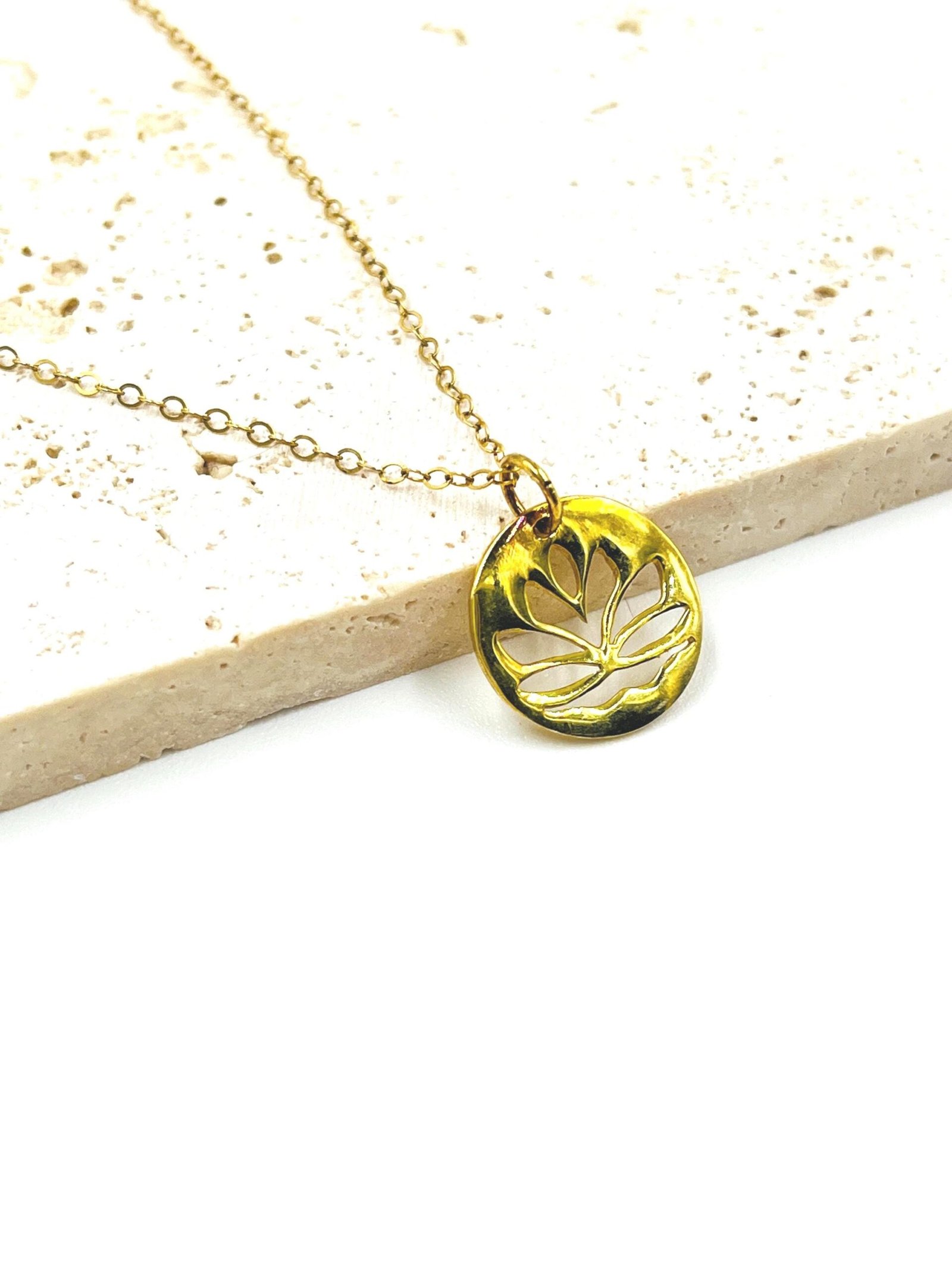 Gold Vermeil Lotus Necklace 14K Gold Filled Chain Minimalist Pendant Jewelry - Image 4