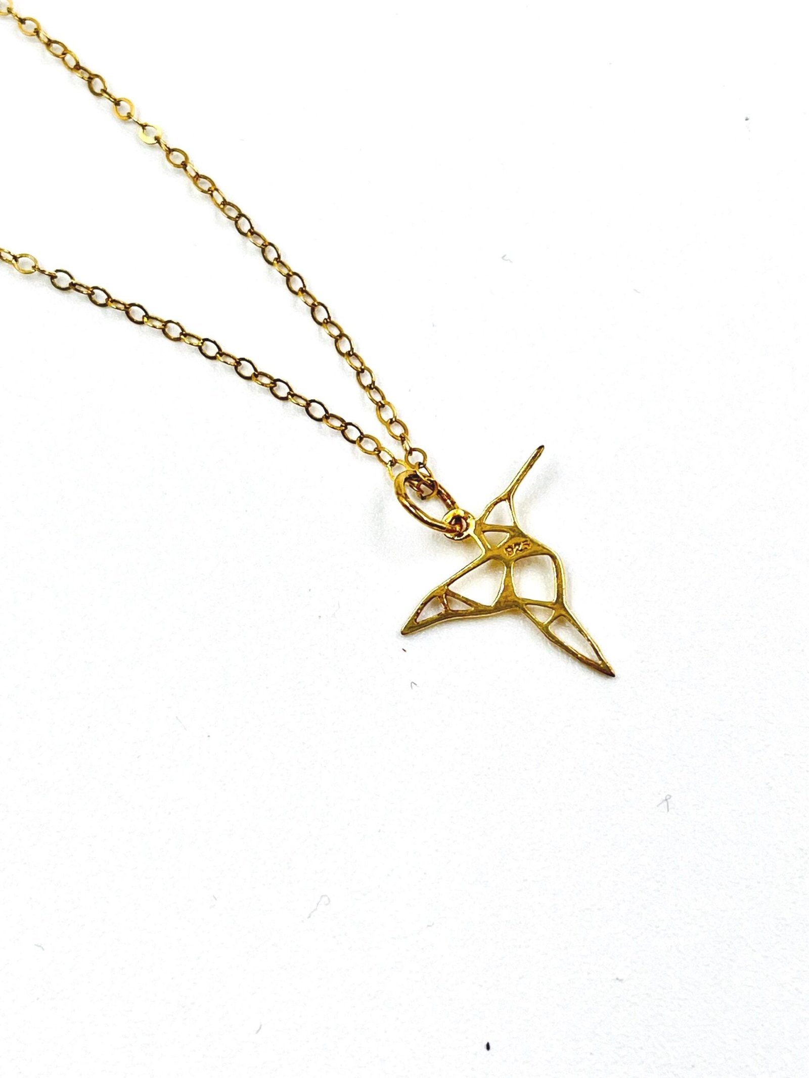Hummingbird Pendant Necklace Gold Plated Sterling Silver Dainty Minimalist Jewelry - Image 7