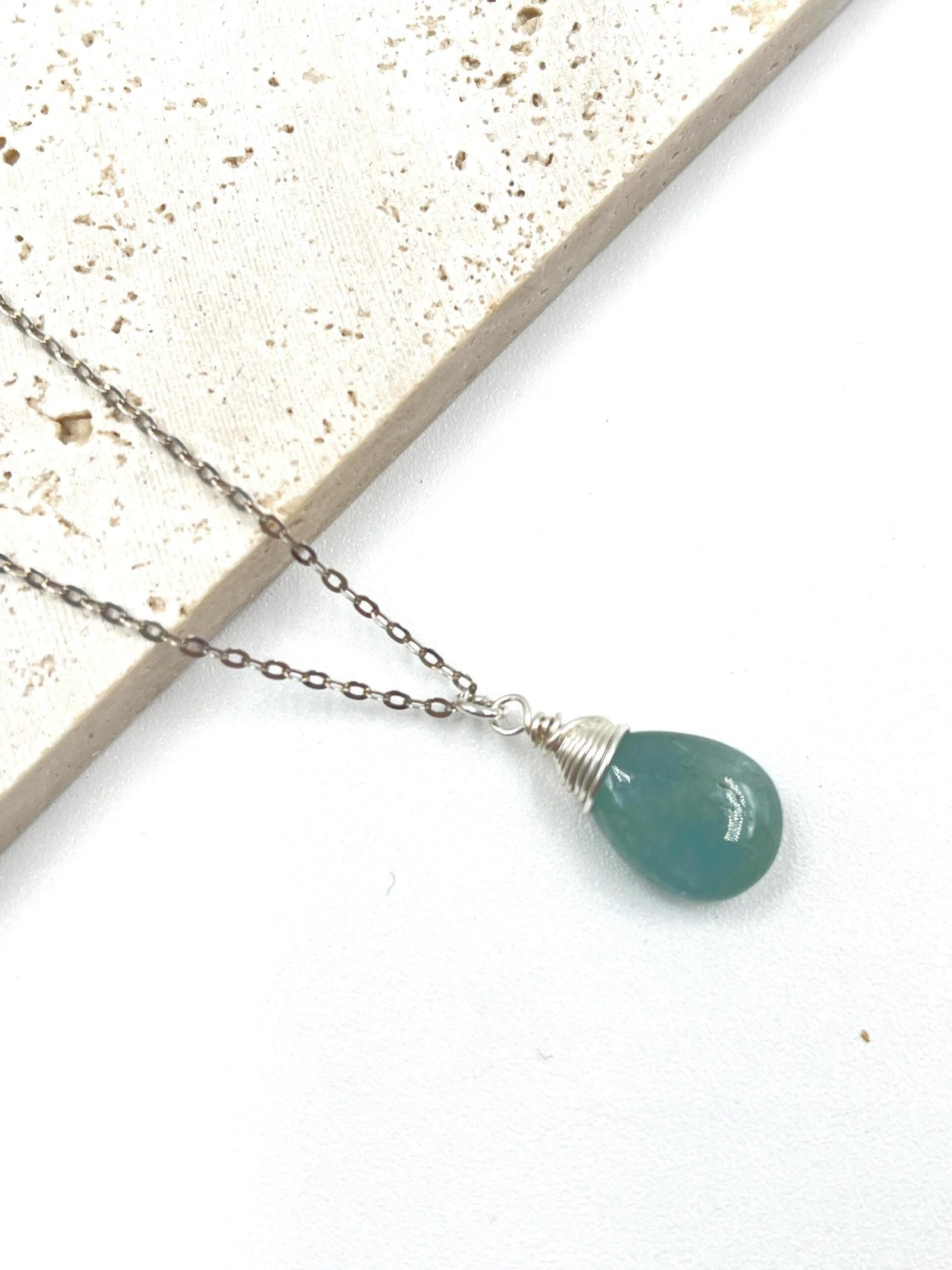 Aquamarine Necklace • Sterling Silver or Gold Filled • Dainty Minimalist Jewelry - Image 2