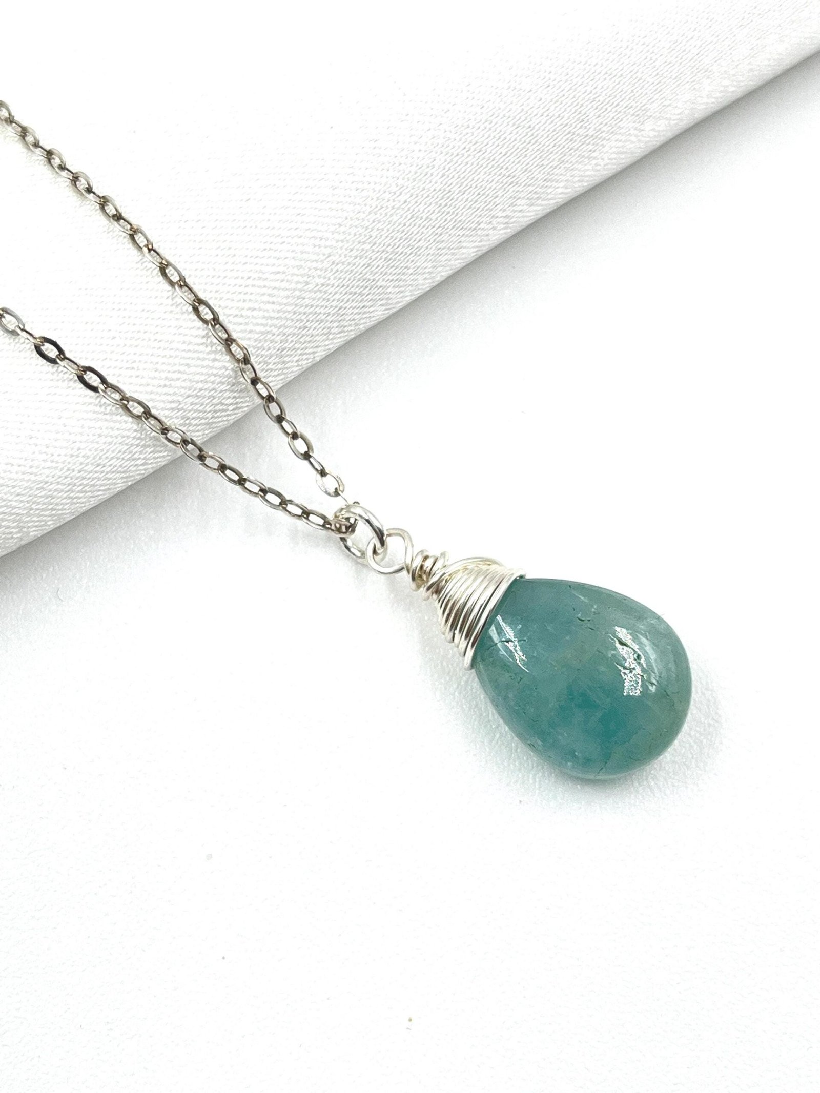 Aquamarine Necklace • Sterling Silver or Gold Filled • Dainty Minimalist Jewelry - Image 5