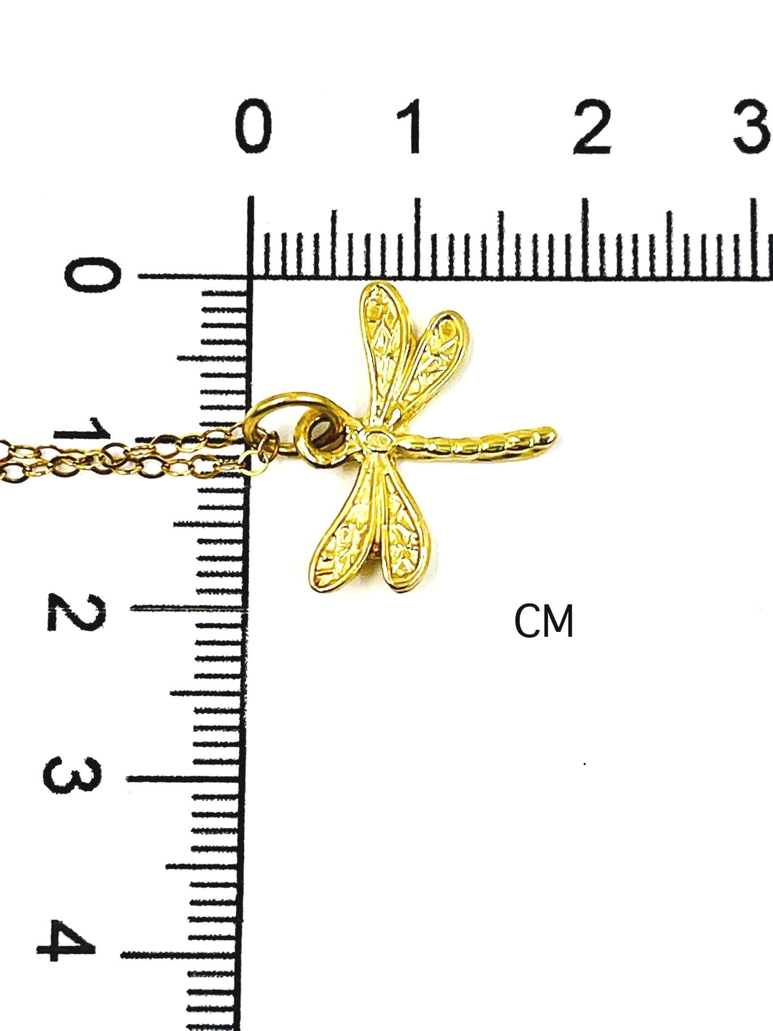 Gold Dragonfly Pendant Necklace Sterling Silver 18K Gold Plated Minimalist Jewelry - Image 7