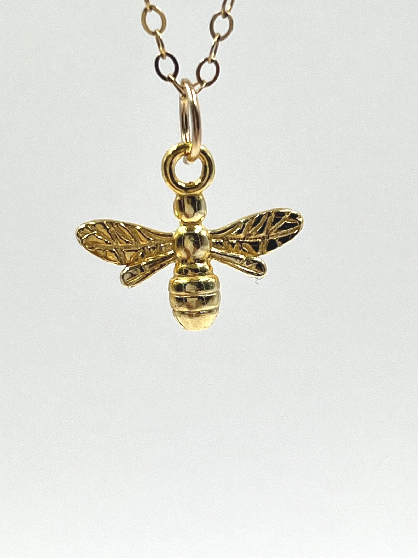 Gold Bee Pendant Necklace 24K Vermeil 14K Gold Filled Chain Nature Jewelry - Image 9