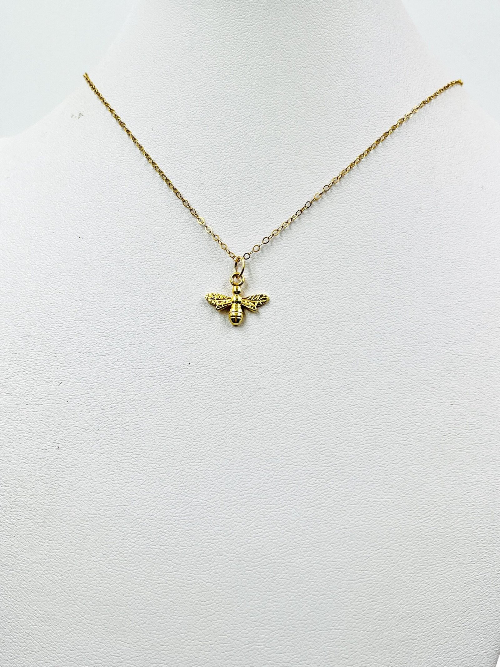 Gold Bee Pendant Necklace 24K Vermeil 14K Gold Filled Chain Nature Jewelry - Image 6