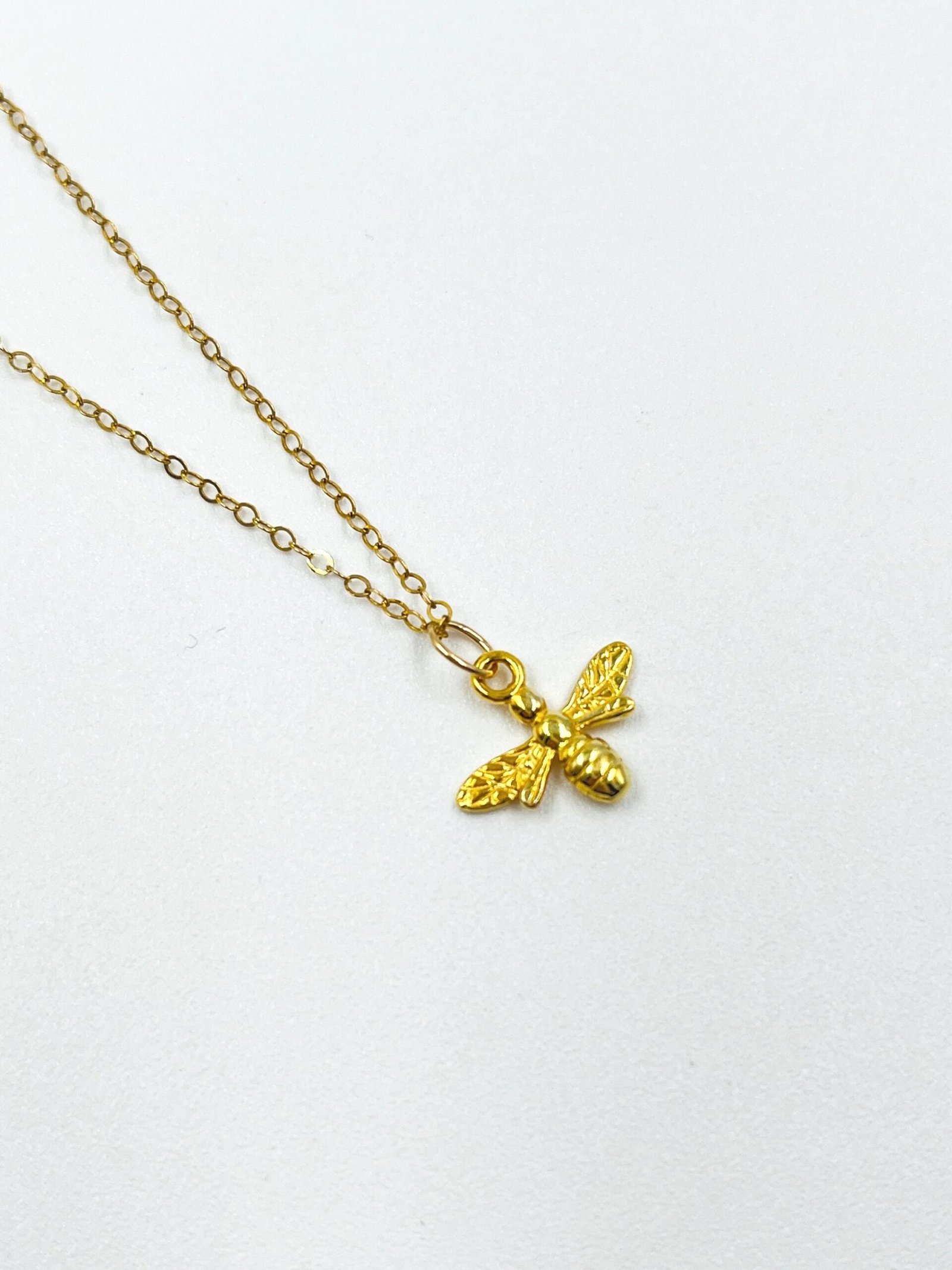 Gold Bee Pendant Necklace 24K Vermeil 14K Gold Filled Chain Nature Jewelry - Image 7