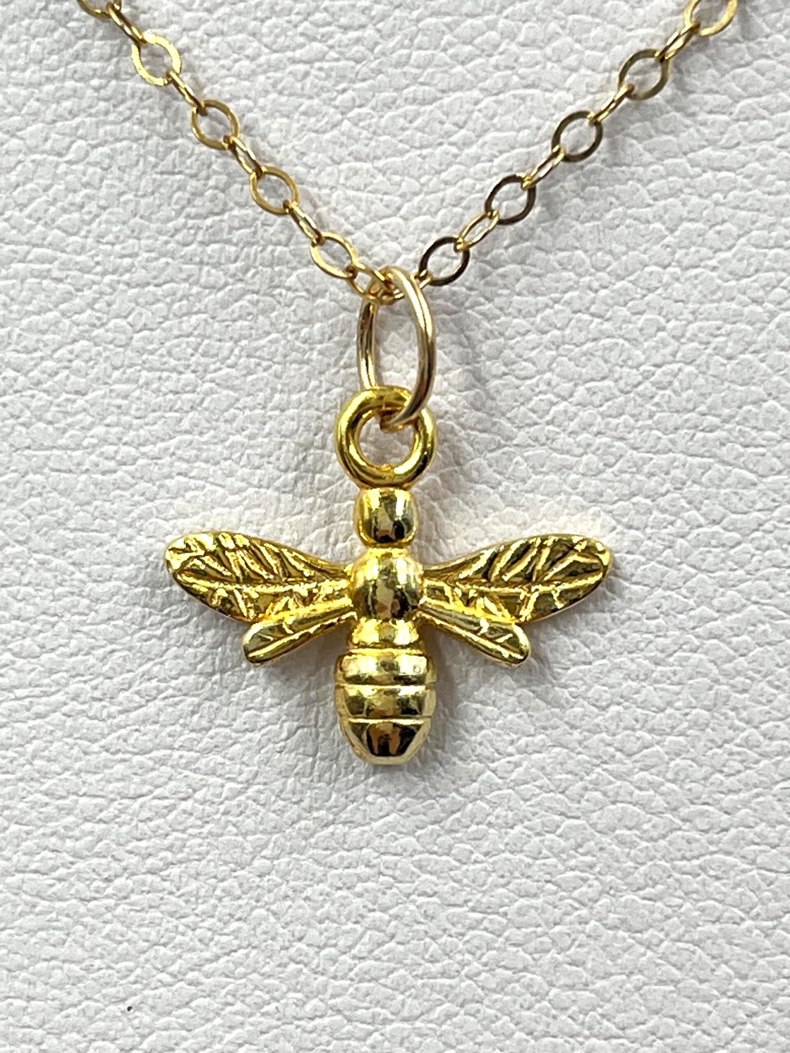 Gold Bee Pendant Necklace 24K Vermeil 14K Gold Filled Chain Nature Jewelry - Image 3