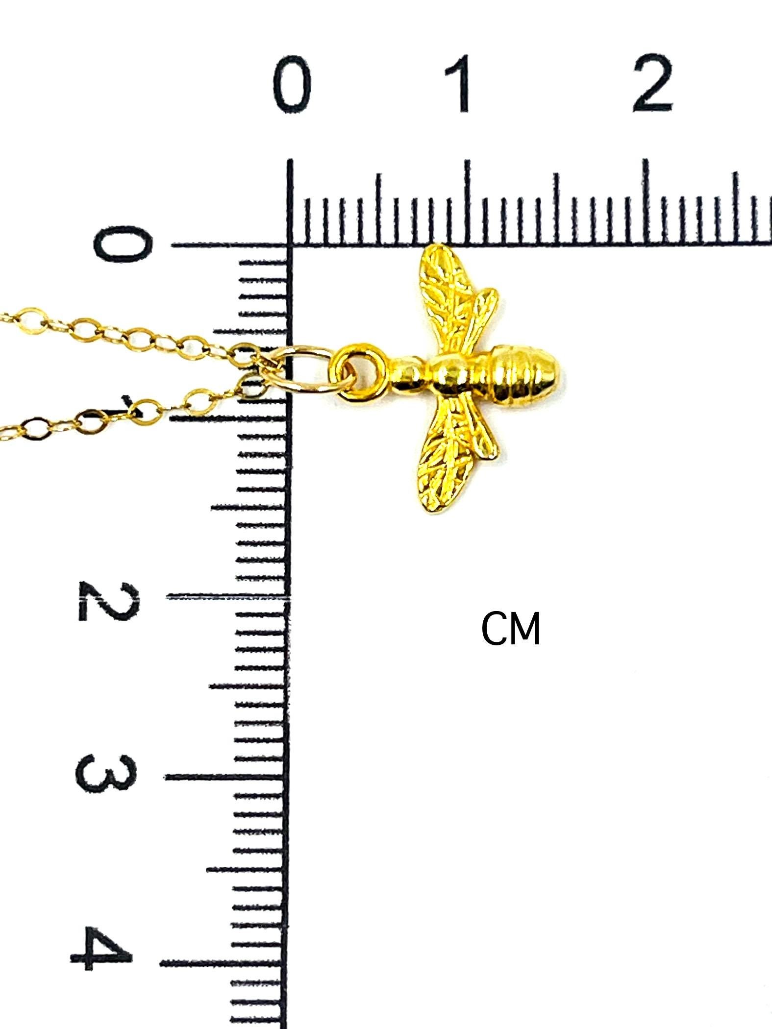 Gold Bee Pendant Necklace 24K Vermeil 14K Gold Filled Chain Nature Jewelry - Image 8