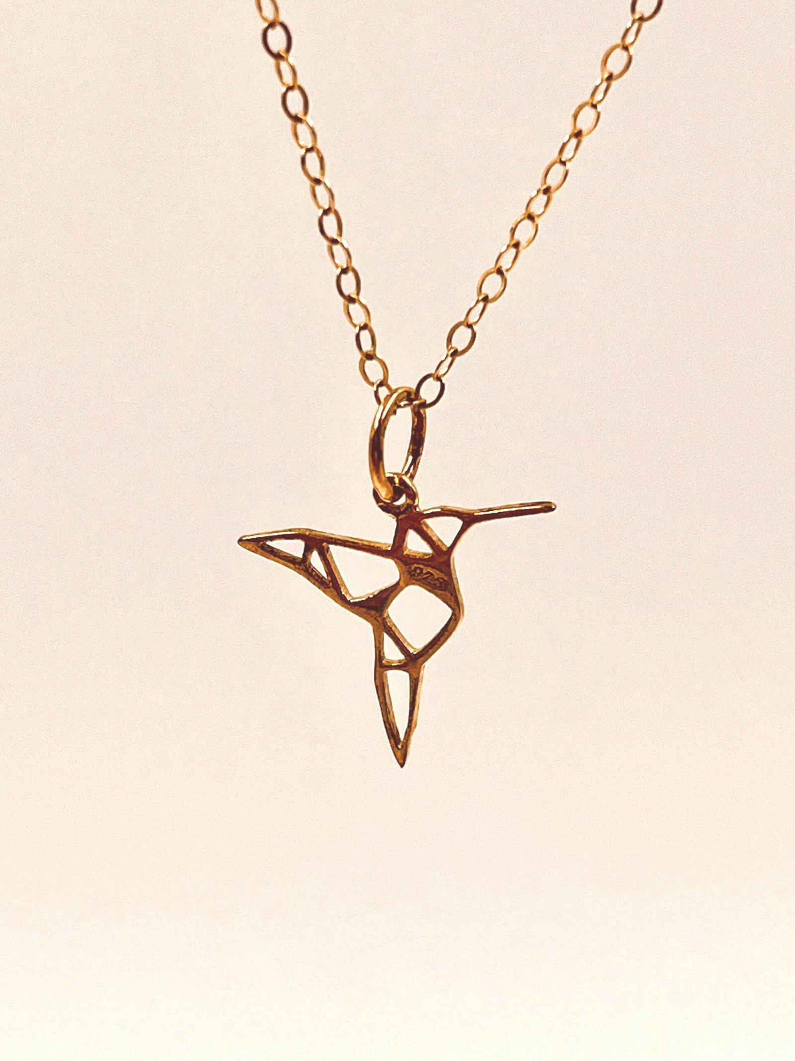 Hummingbird Pendant Necklace Gold Plated Sterling Silver Dainty Minimalist Jewelry - Image 5