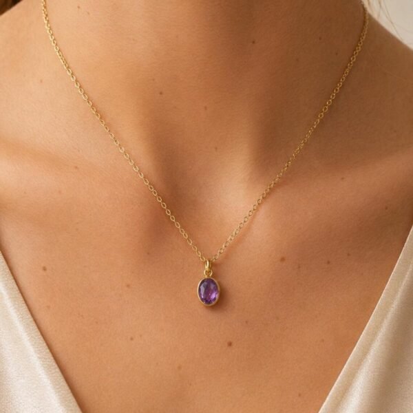 Dainty Amethyst Necklace styled for everyday minimalist wear