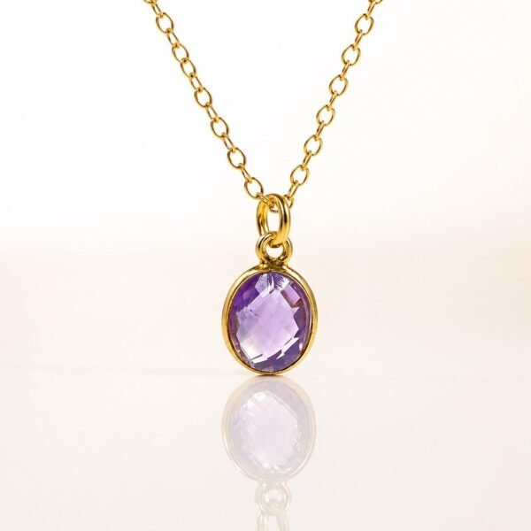 Amethyst Necklace featuring natural purple gemstone on Gold Filled or Sterling Silver chain