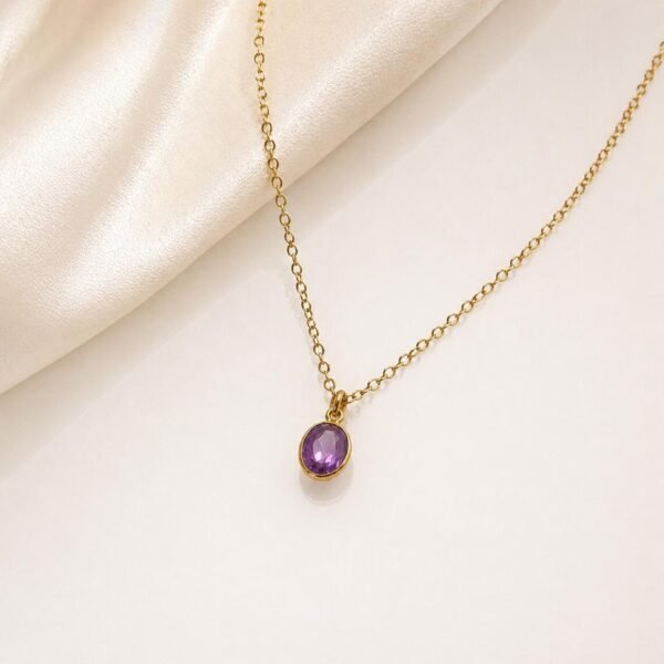 Amethyst Necklace featuring natural purple gemstone on Gold Filled or Sterling Silver chain