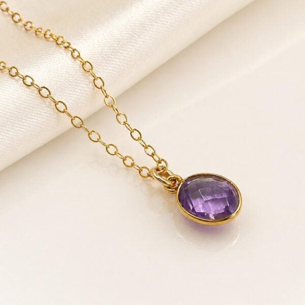 Amethyst Necklace featuring natural purple gemstone on Gold Filled or Sterling Silver chain